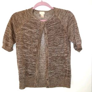H&M Brown and Gold Short Sleeve Cardigan